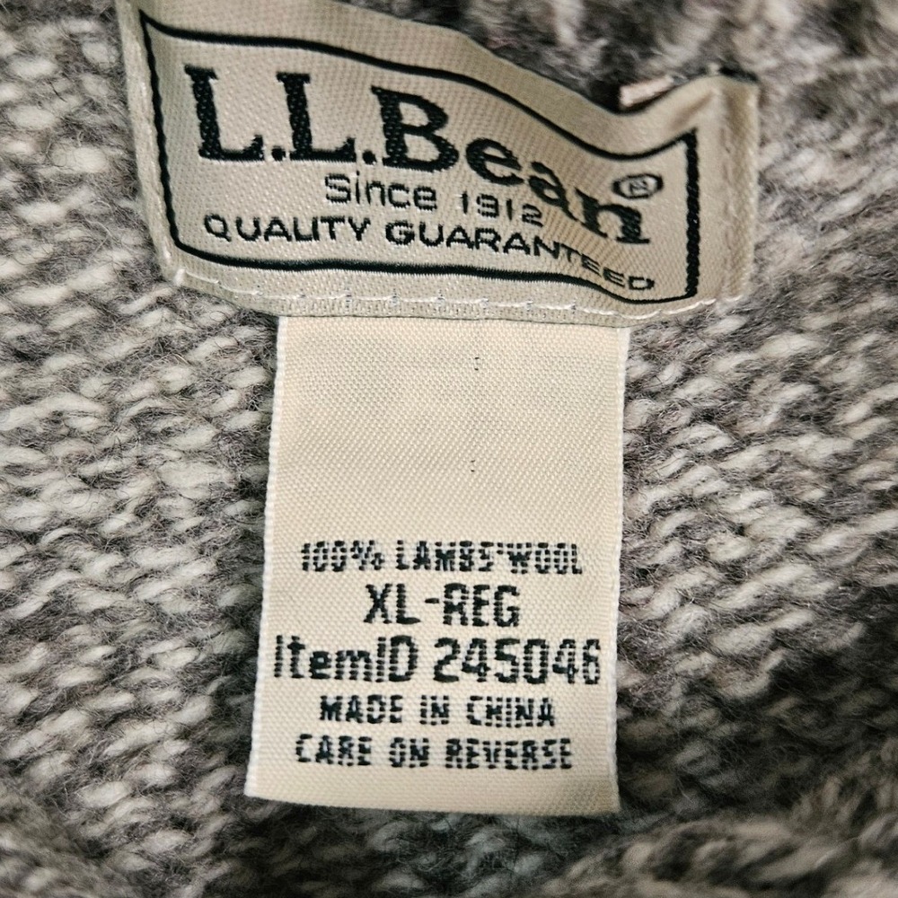 Vintage L.L.Bean 100% Lambswool Quarter Zip Sweater Men's XL Gray Marled Mock - Picture 7 of 7
